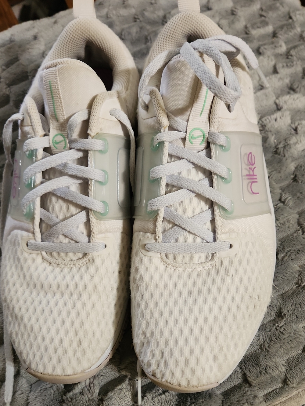 Nike White Mesh Sneakers with Mint and Lavender Accents
